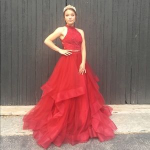 Aria red ball gown, formal dress.